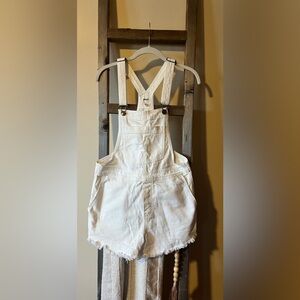 Aerie Classic White Denim Overalls
